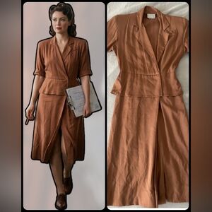 Carol Anderson 1940s Style Vintage (Made In 1980s) Brown Dress